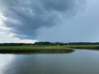 A view of an incoming rainstorm from Oyster Landing