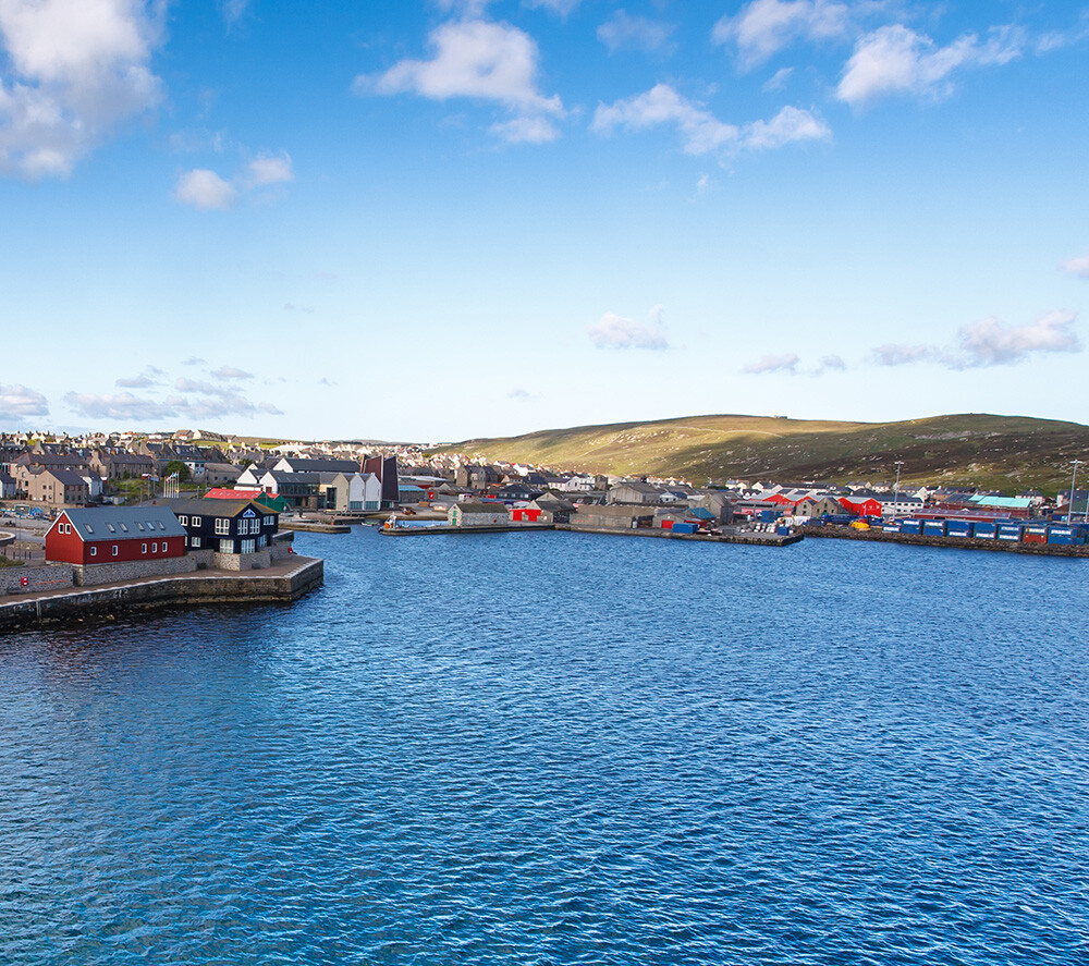 A panoramic view of Lerwick in the Shetland Islands, Scotland